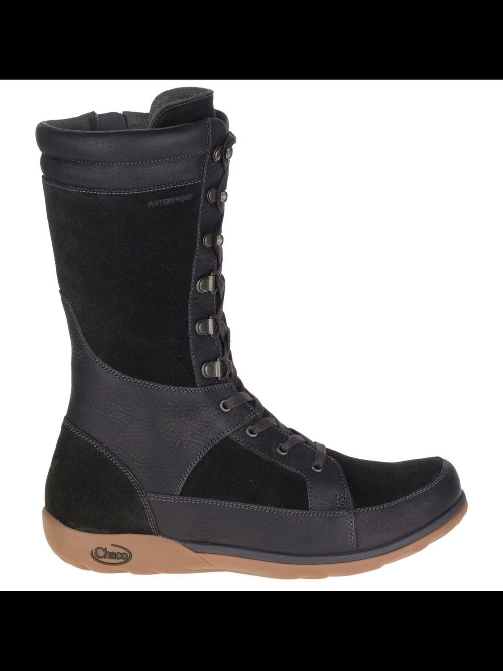Chaco Black and Brown Lace-Up Women's Tall Boot